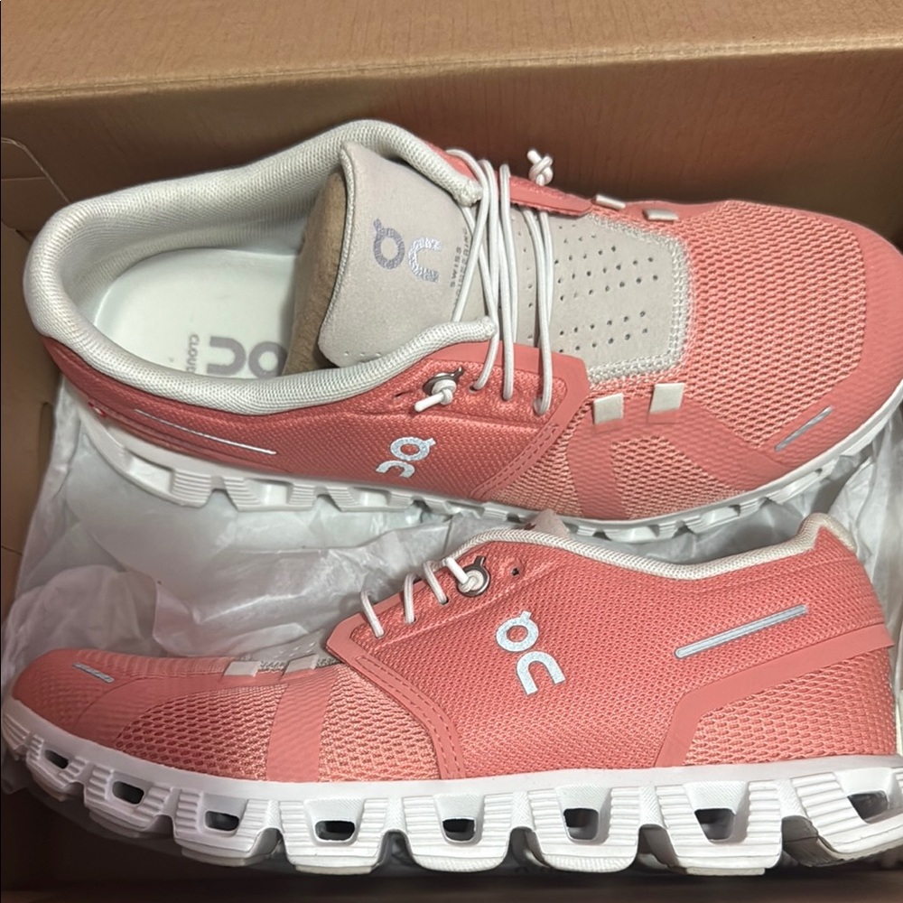 On Running Women's Shoes in Coral and White